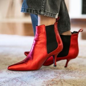 Anine Bing Stevie Boots 38 - Red Metallic
